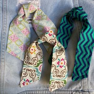 Ponytail Hair Scarf Tie Set of 3 Bohemian Prints